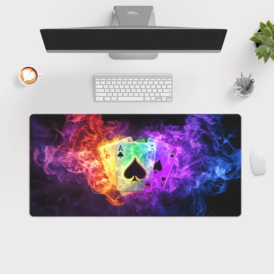 Tapis de table XXL Poker - Tapis de souris lavable imprimé en HD pour les jeux et le bureau - Cadeau parfait pour les joueurs et les amis - 11,81 po x 27,56 po