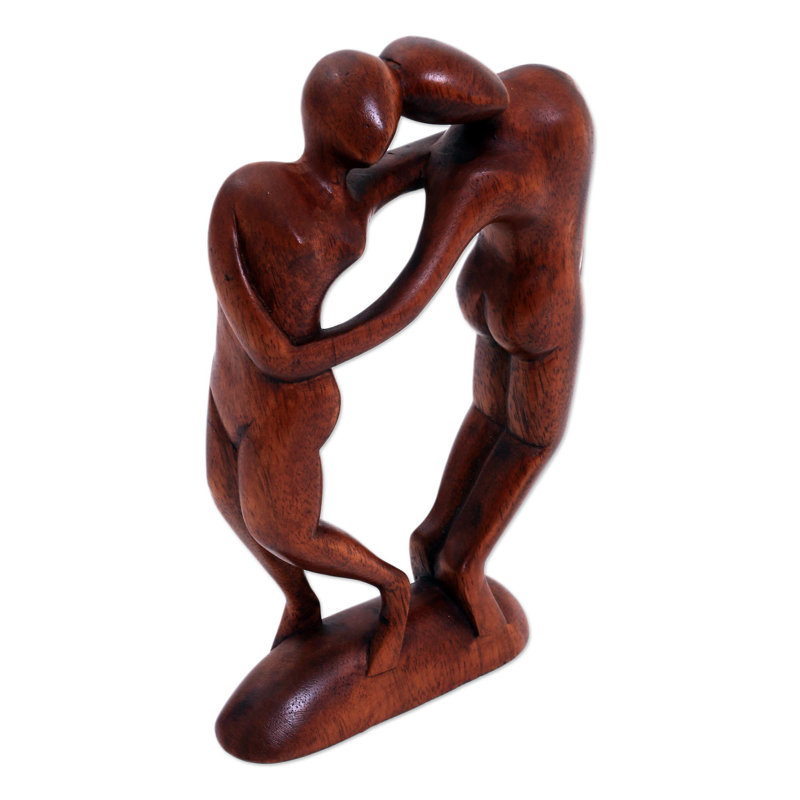 Eka Couple in Love Suar Wood Sculpture