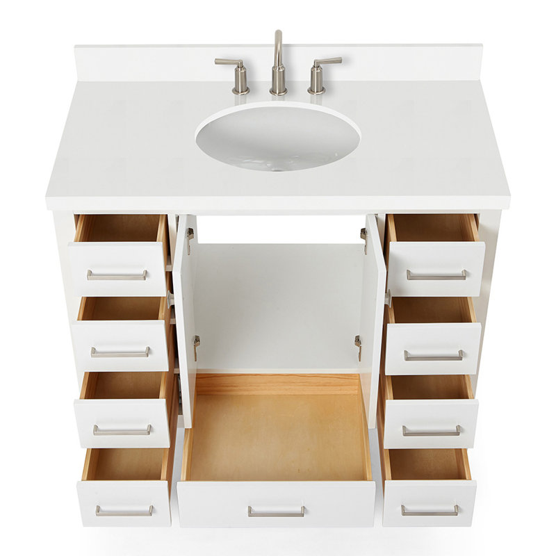 Ensemble de meuble-lavabo simple 43 po Cambridge, Blanc / nickel brossé, 43"