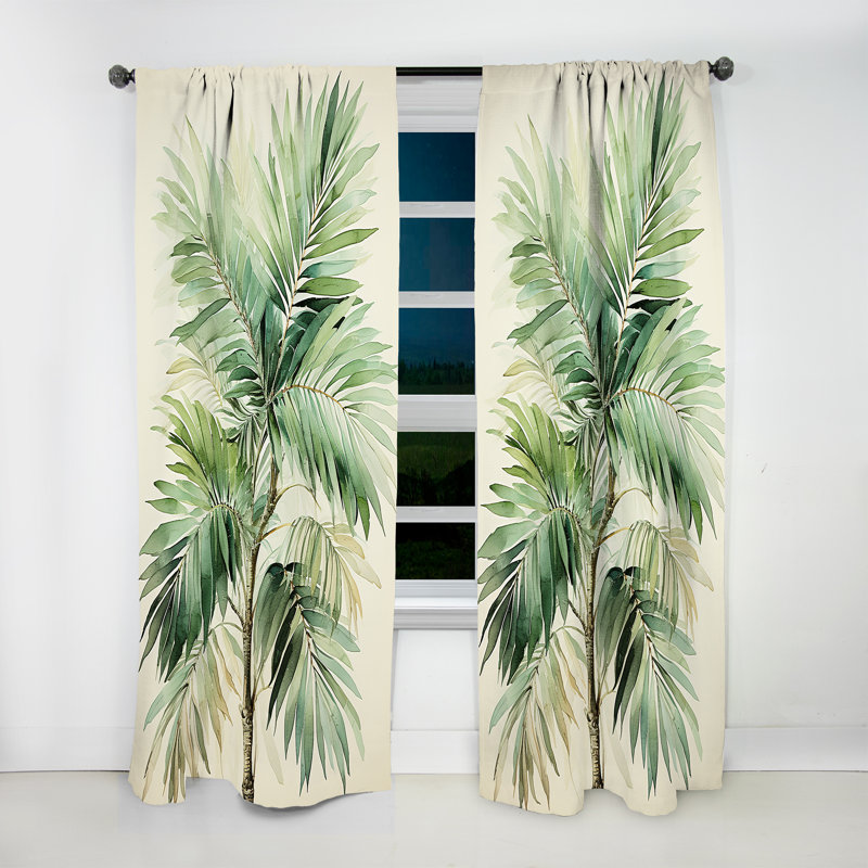 Verlia - Rideau palmiers - Rideau floral obscurcissant - 1 panneau, L 52 po x L 108 po