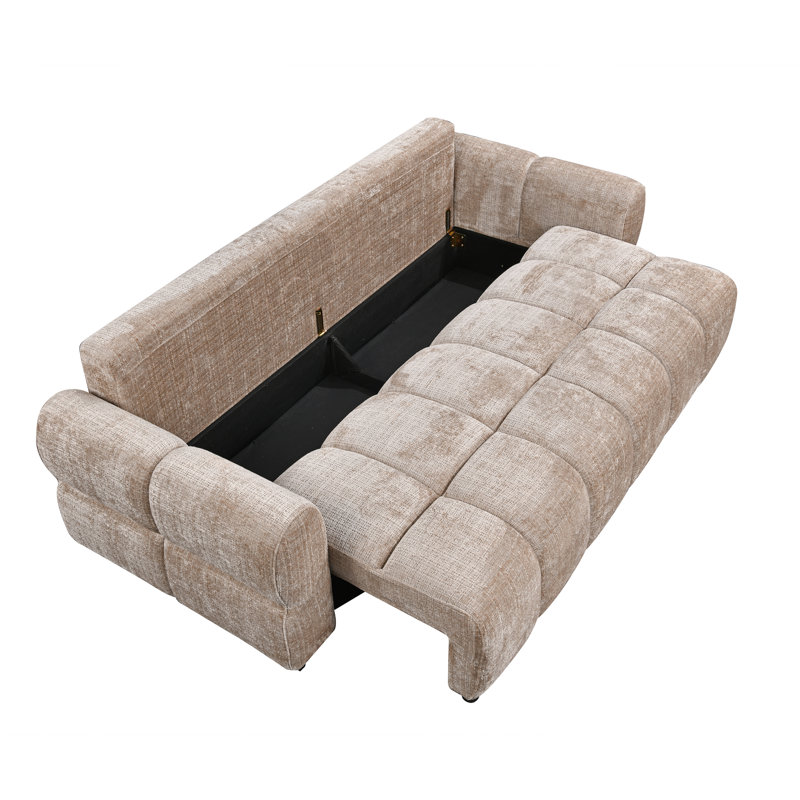 Canapé-lit capitonné beige 92 po Cara