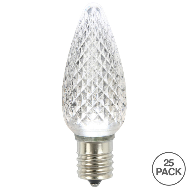 Vickerman C9 LED Pure White Faceted Twinkle Bulb, Package Of 25