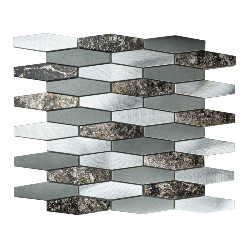 Gray Natural Stone Metal Aluminum Hexagon Mosaic Sheet Tile By Modket