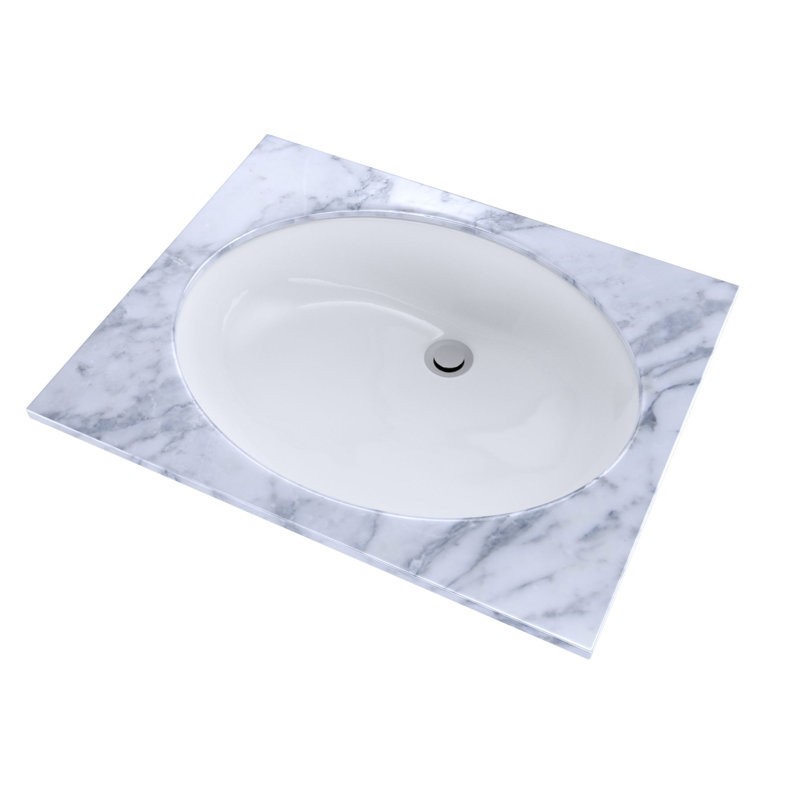 Lavabo de salle de bain ovale encastré TOTO, blanc coton, Coton