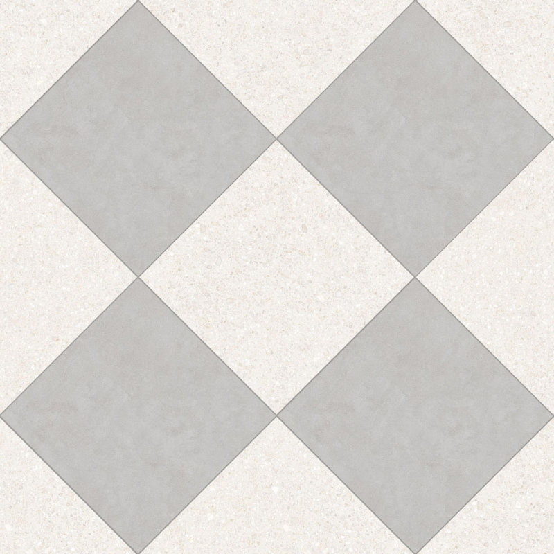 Lithos 12X12 Checkerboard Blanco And Cemento, Blanco/Cemento
