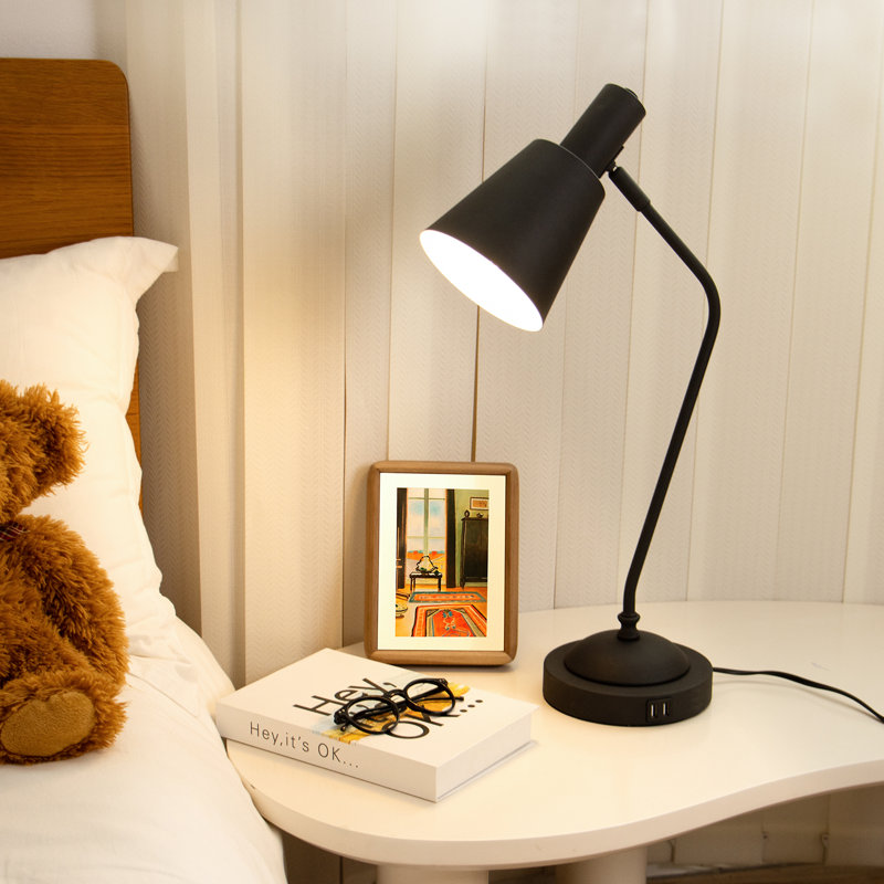 Dimmable Table Lamp With Usb And Touch Control, Black