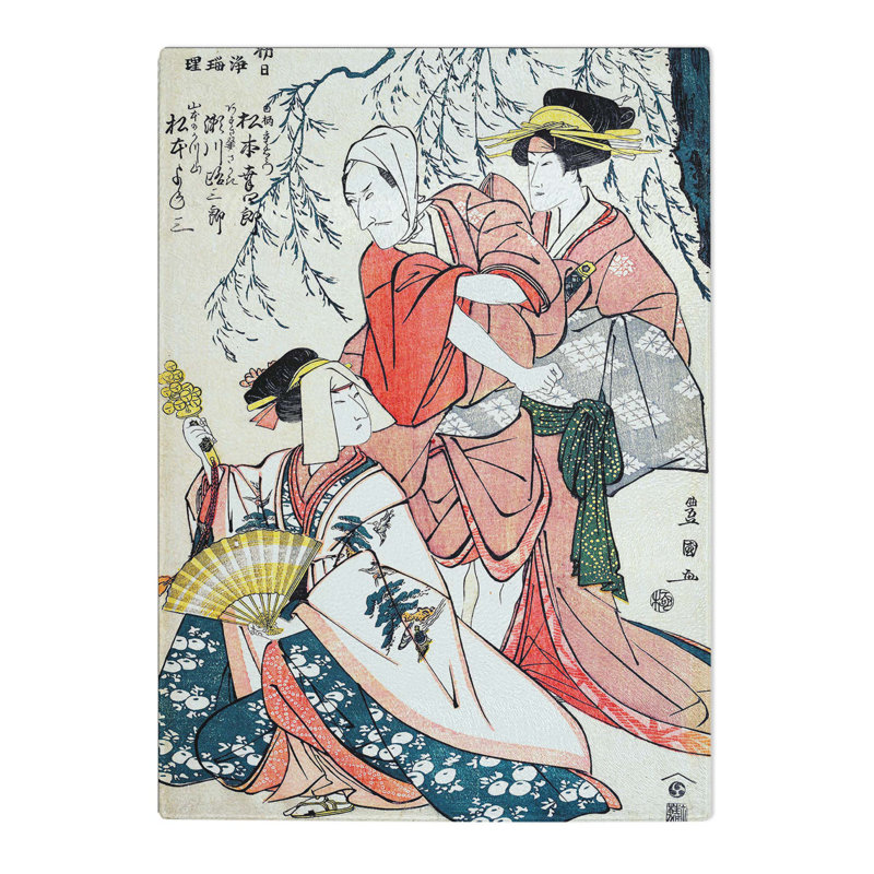 Tempered Glass Three Actors by Utagawa Toyokuni Chopping Board, 28.5cm W x 39cm L