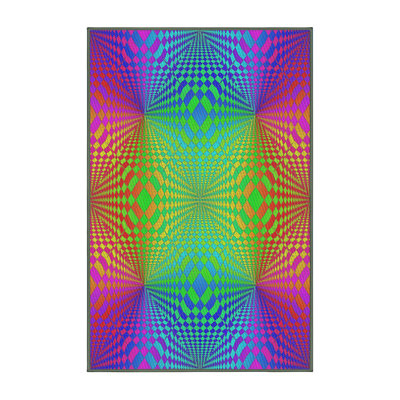Tapis mauve/vert/rouge à tissage électrique