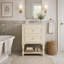 Meuble-lavabo de 20 po avec lavabo en céramique, armoire de rangement avec tablette ouverte, armoire de salle de bain rétro avec 2 tiroirs-269184624