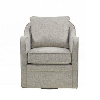 Polyester Upholstered Arm Chair with Round Base
