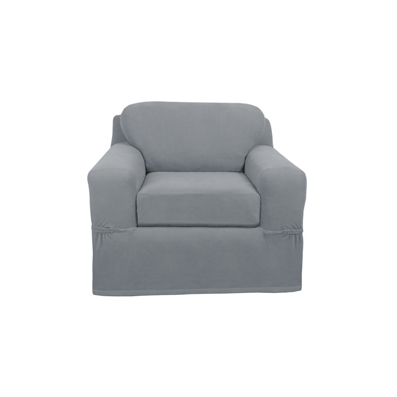 Housse pour fauteuil à coussins carrés ultra-doux extensible, Bleu acier