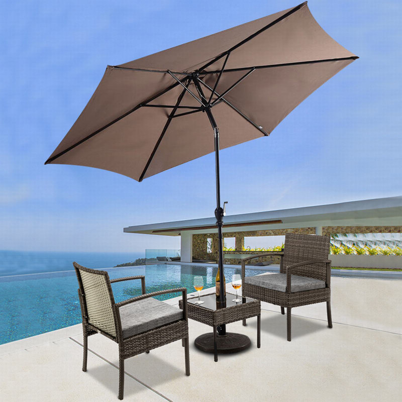 Parasol Ari Market, Brun clair, 96" H x 108" W x 108" D, Manivelle