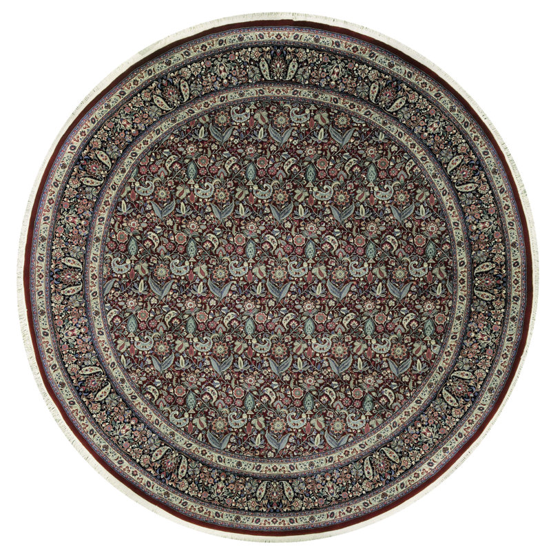 Tapis rouge et bleu marine noué à la main de haute qualité