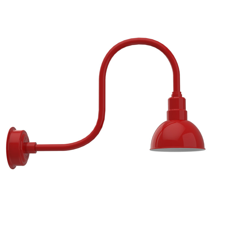 Luminaire de grange d’extérieur à del Dipkarpaz, H 9 po x l 8 po x P 17 po, Rouge cerise
