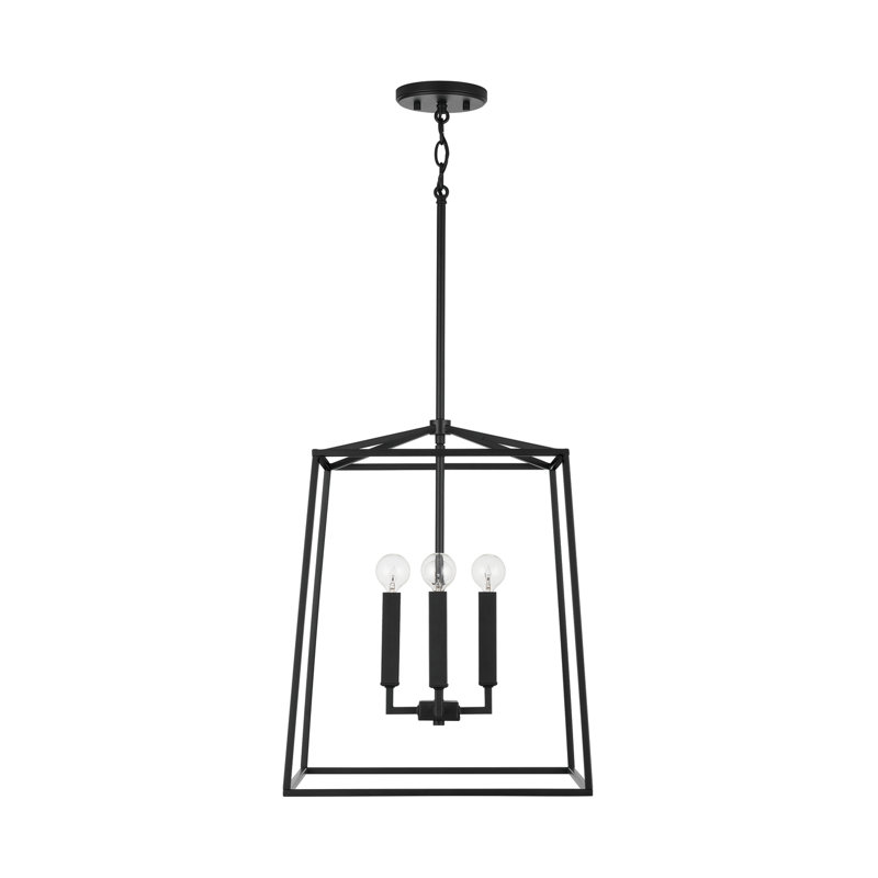 Lustre géométrique à 4 lumières Thea, Noir mat, H 26,75 po x l 16 po x P 16 po