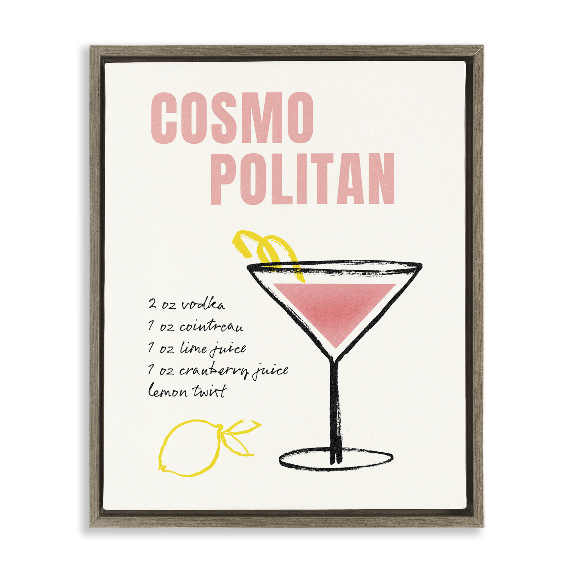 Lark Manor Cosmopolitan Drink Recipe Framed Floater Canvas Wall Art by