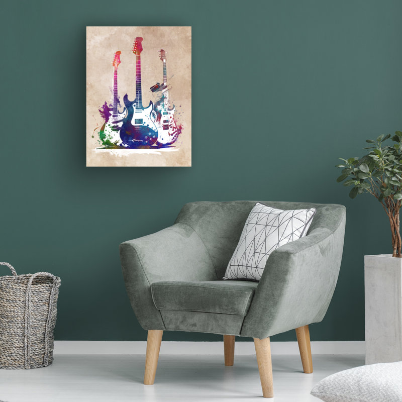 «Justyna Jaszke Three Guitars», art sur toile, H 14 po x l 19 po