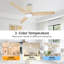 52 In. 3 Solid Wood Blades Flush Mount Ceiling Fan With Led Light-1130727653-1130727654