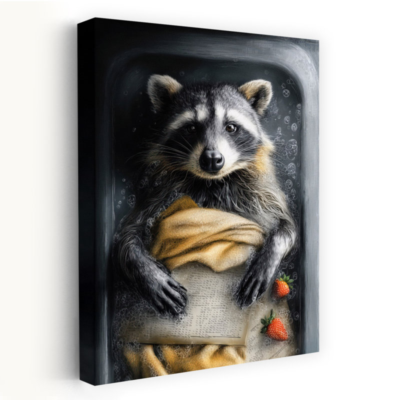 Raccoon In Bathtube 2 by Justyna Jaszke - Wrapped Canvas Print, 152.4 cm H x 101.6 cm W