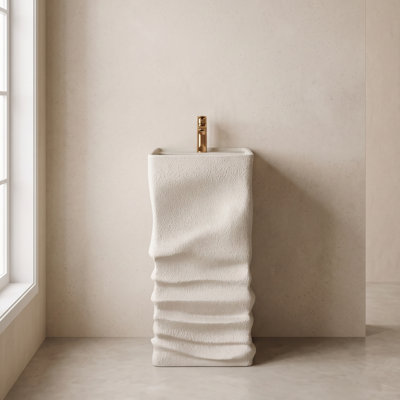 17'' Freestanding Solid Surface Pedestal Bathroom Sink