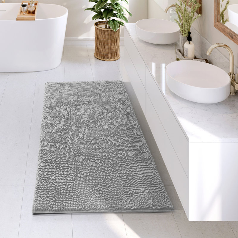 Tapis pour salle de bain en chenille ultra absorbant Kalyce, Argent, L 26 po x L 44 po