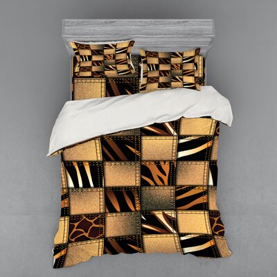 Jeans Denim Patchwork in Safari Wilderness Art Print Duvet Cover Set -  Ambesonne, bsnev_10436_queen