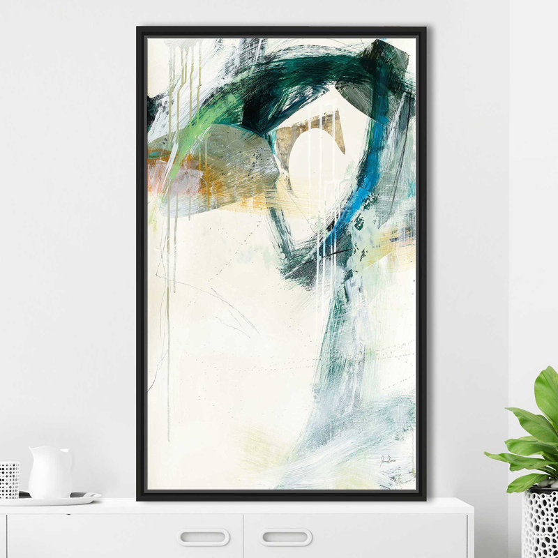 Turbulence III - Peinture, H 63,5 po x l 39,5 po x P 2 po, Cadre flottant noir
