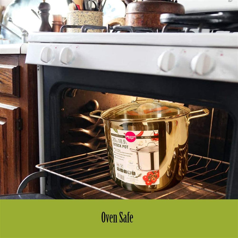 20 Quart Stainless Steel Stock Pot with Glass Lid