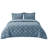Bedsure Queen Size Comforter Set Mineral Blue, Boho Tufted Bed Set, Checkered Farmhouse Shabby Chic Bedding, 3 Pieces, 1 Plaid Geometric Comforter and 2 Pillow Shams-19842421-19842426
