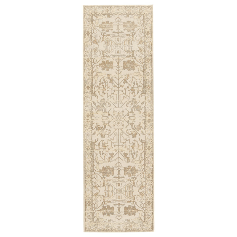 Tapis oriental crème / gris clair Cupertino, Tapis de couloir de 2 pi 6 po x 8 pi