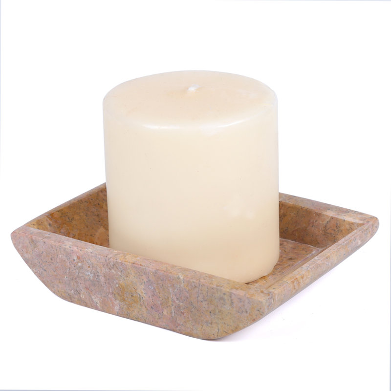Creative Home Natural Champagne Marble Boat Shaped Candle Holder Tray Accessory Organize Tray Bathroom Countertop Organizer