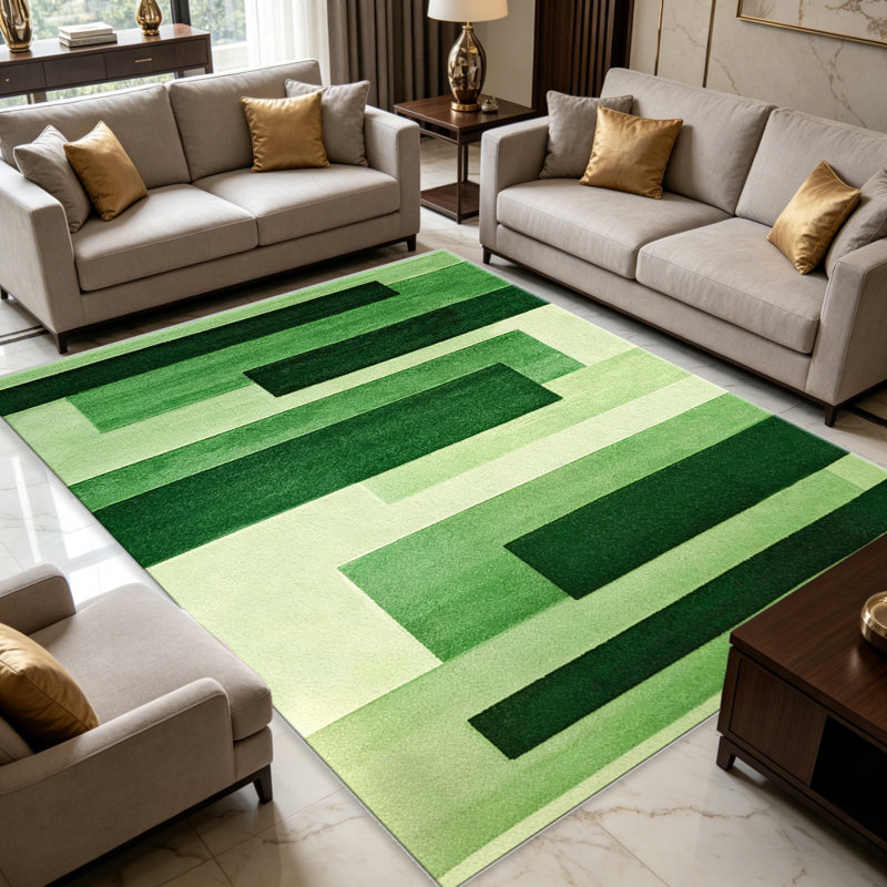 Green Block carpet-easy to clean, machine-washable, soft and comfortable; suitable for door mats, kitchens, living rooms, bedrooms, corridors, and laundry areas. Easy to clean, durable carpet for home decoration.