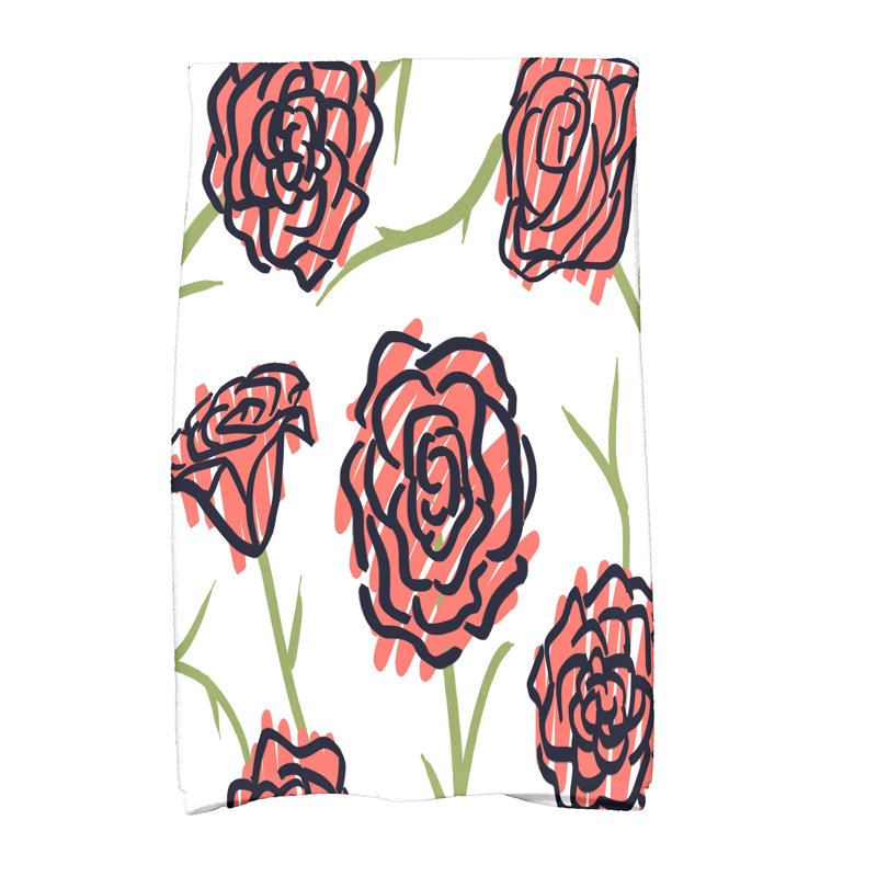 Slezak Floral Tea Towel Kitchen Towel, Orange/Blue