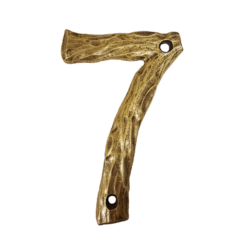 Numéro de maison de 4 po, 7, Laiton antique