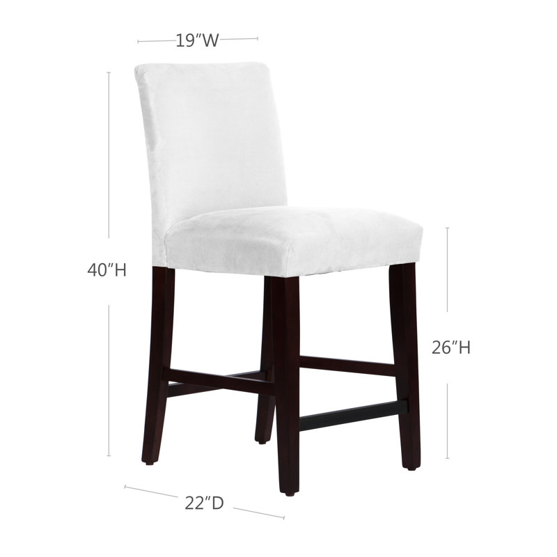Tabouret de bar et de comptoir Hadrien, Tabouret de comptoir (siège d'une hauteur de 26 p, Espresso, Velours blanc classique