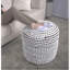 River Water Resistant Handcrafted Cylindrical Pouf, White