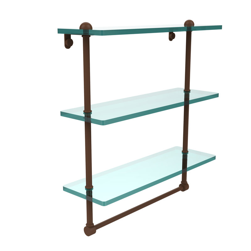 Gober 3 Piece Tiered Shelf with Towel Bar, 16", Antique Bronze