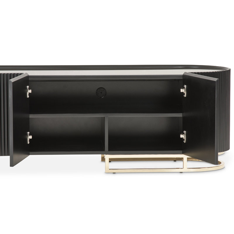 Cabinet média Lisbon - Crème soyeuse matte, Noir mat