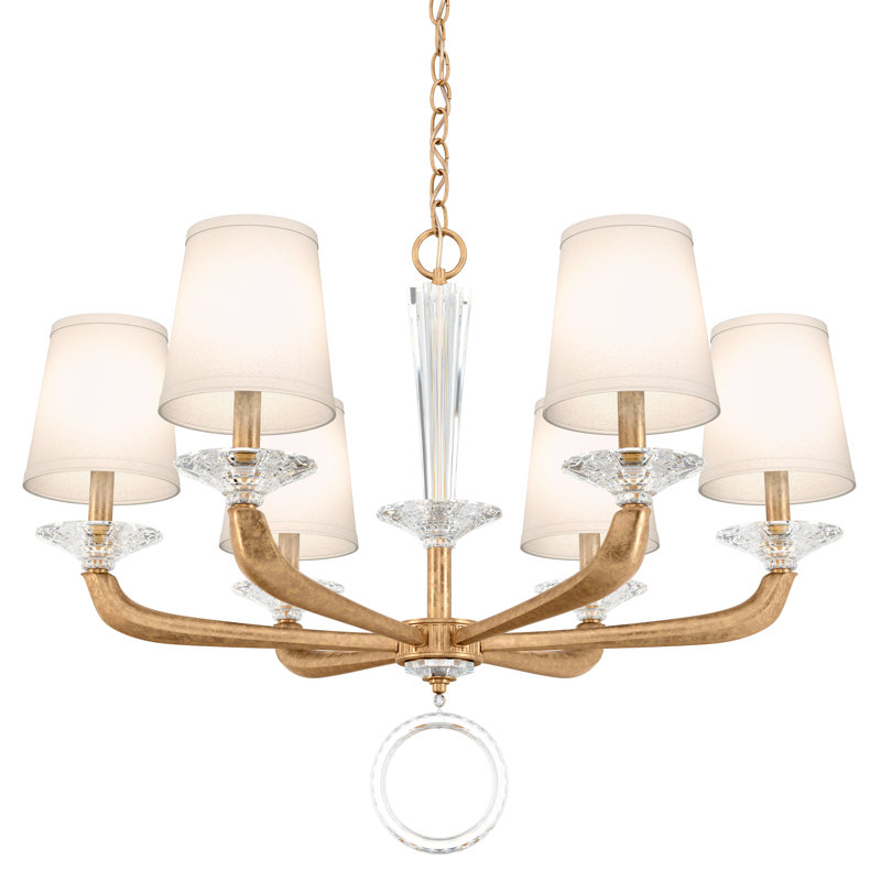 Emilea 6 - Light Glass Chandelier, French Gold