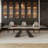Tanjala 9 - Piece 110.23'' Extendable Sintered Stone Dining Table with 8 Leather Chairs Dining Set-1572612387