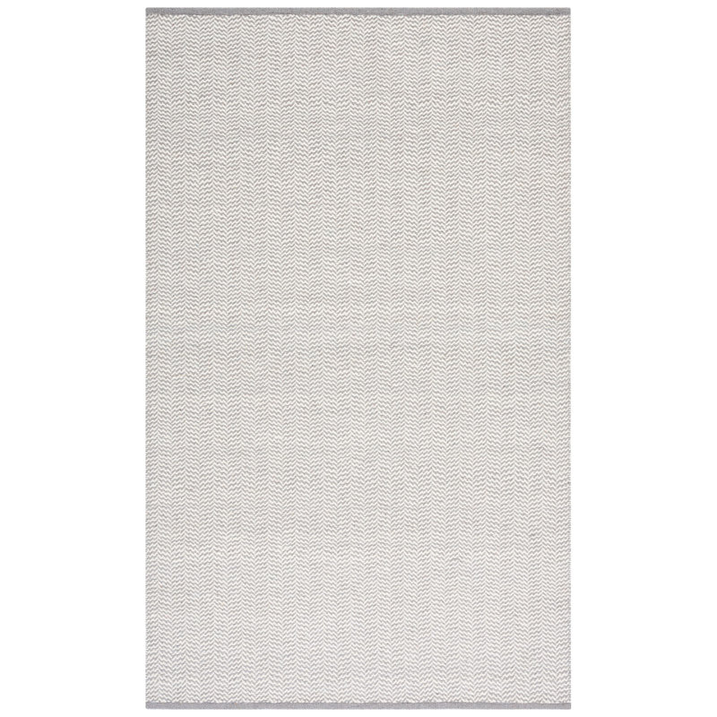 Tapis en coton / laine tissé à la main Vermont en ivoire / gris, Rectangle 6 pi x 9 pi