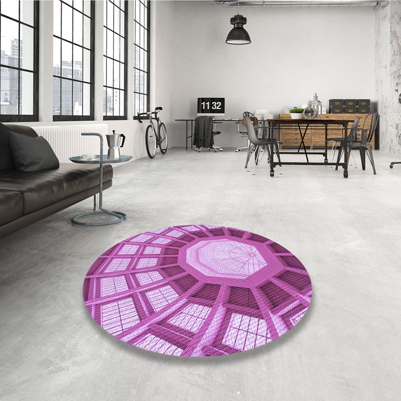 Tapis 100% à motifs lavables à la machine 2989 PUR, Rond 8 pi