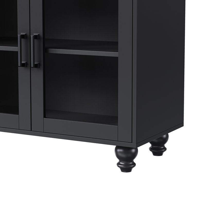 Buffet 70 po compatible avec téléviseur, noyer noir et foncé, espace de rangement réglable pour écrans, tablettes, design élégant