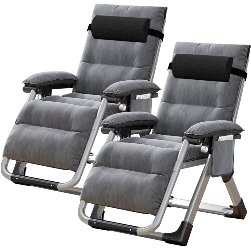 Ensemble de 2 chaises zéro gravité, fauteuil inclinable pliable avec coussin, appui-tête et poche latérale