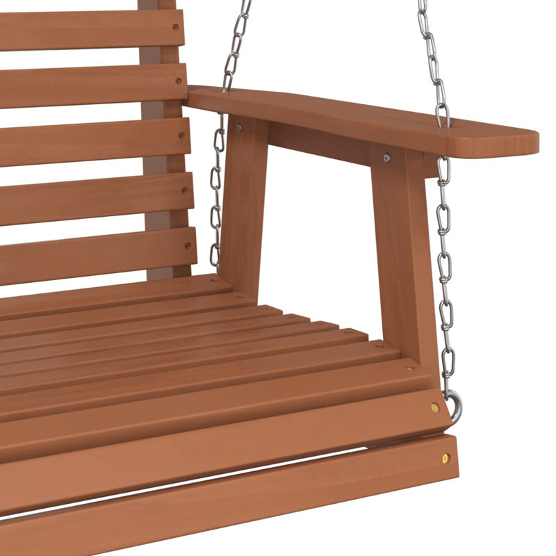 Garden Swing Bench With Metal Chains Solid Wood Fir, Brown
