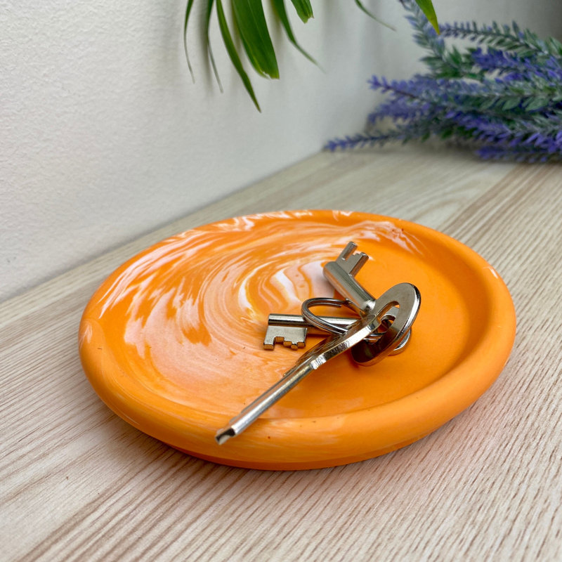 Round Trinket Tray Dish, Orange