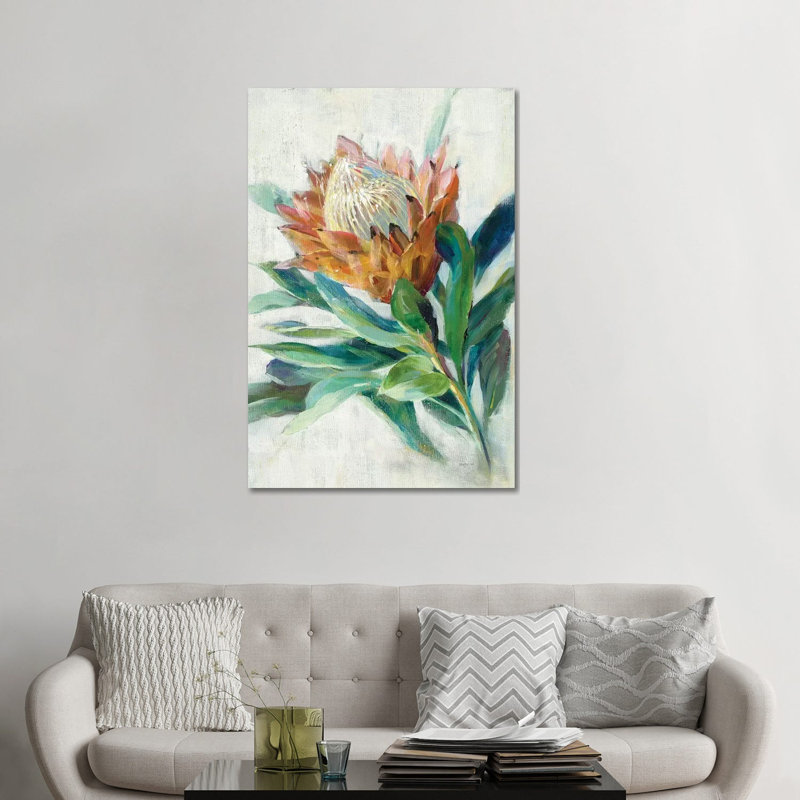 Protea par Danhui Nai - reproduction, H 48 po x l 32 po x P 1,5 po, Toile tendue, Pas de tapis