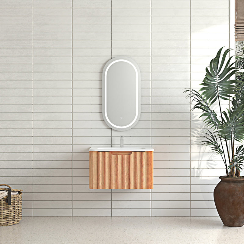 Meuble-lavabo mural flottant avec lavabo en céramique, 24"