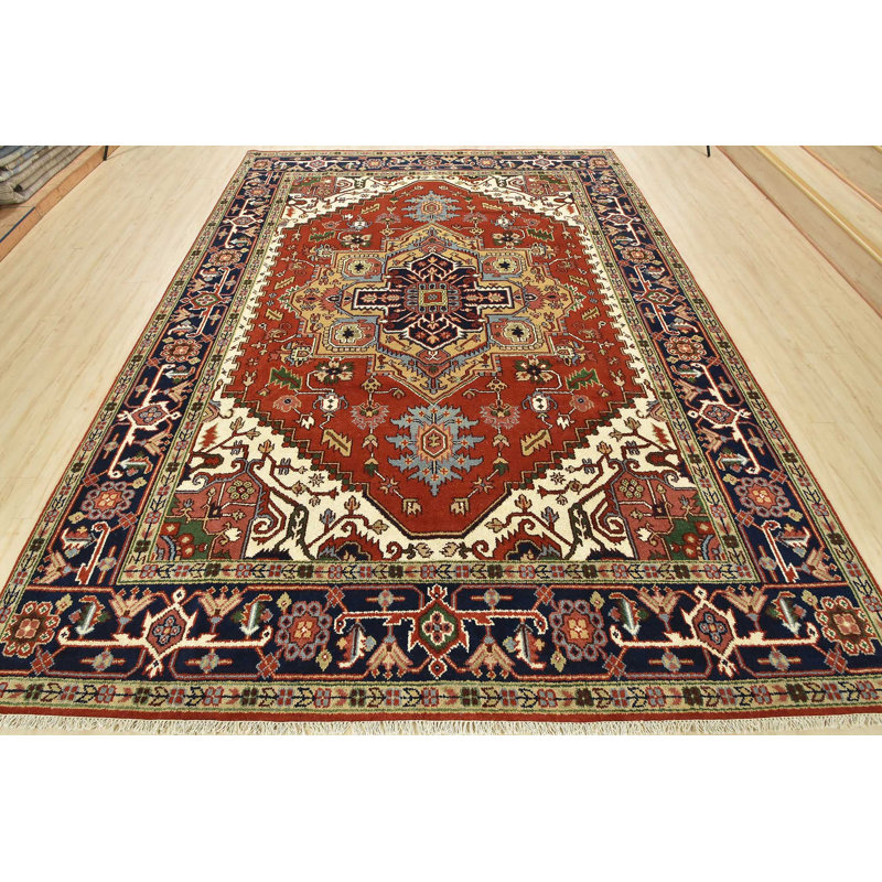 Tapis rouge nouvel âge en laine 9 pi x 11 pi 11 po Fosca