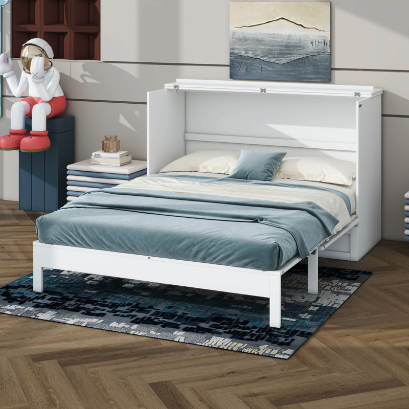 Lit escamotable avec grands tiroirs Murphy, Double , Gris